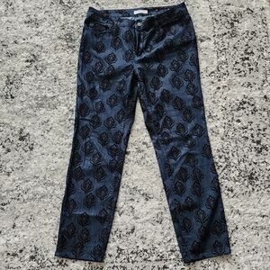 Coldwater Creek Natural Fit Velvet Printed Jeans Womens Size 10 Boho Chic